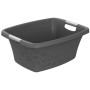 Anthrazitfarbene Rotho Wäschewanne Flowers 25 l mit Blumendekor und Tragegriffen.