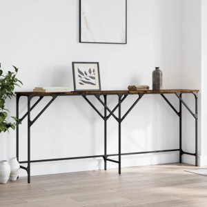 vidaXL Konsolentisch Räuchereiche, 180 cm, mit schwarzem Metallgestell. Moderner Beistelltisch für Flur.