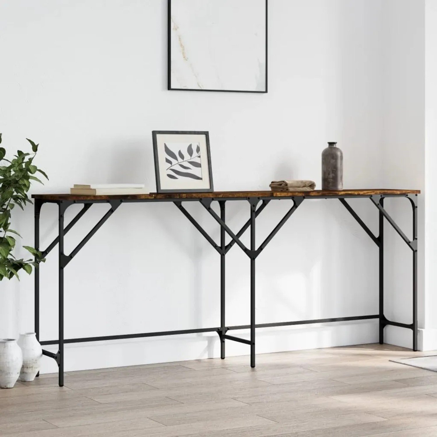 vidaXL Konsolentisch Räuchereiche 180x29x75 cm Holzwerkstoff 837764_3