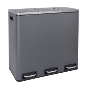 Grauer Svita Mülleimer TM3X18 mit 3 Fächern (54L) zur Mülltrennung.