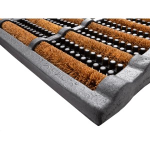 Schmutzfangmatte Natur, 40x60 cm, mit Kokosborsten und Gummirand für Innen- und Außenbereich.