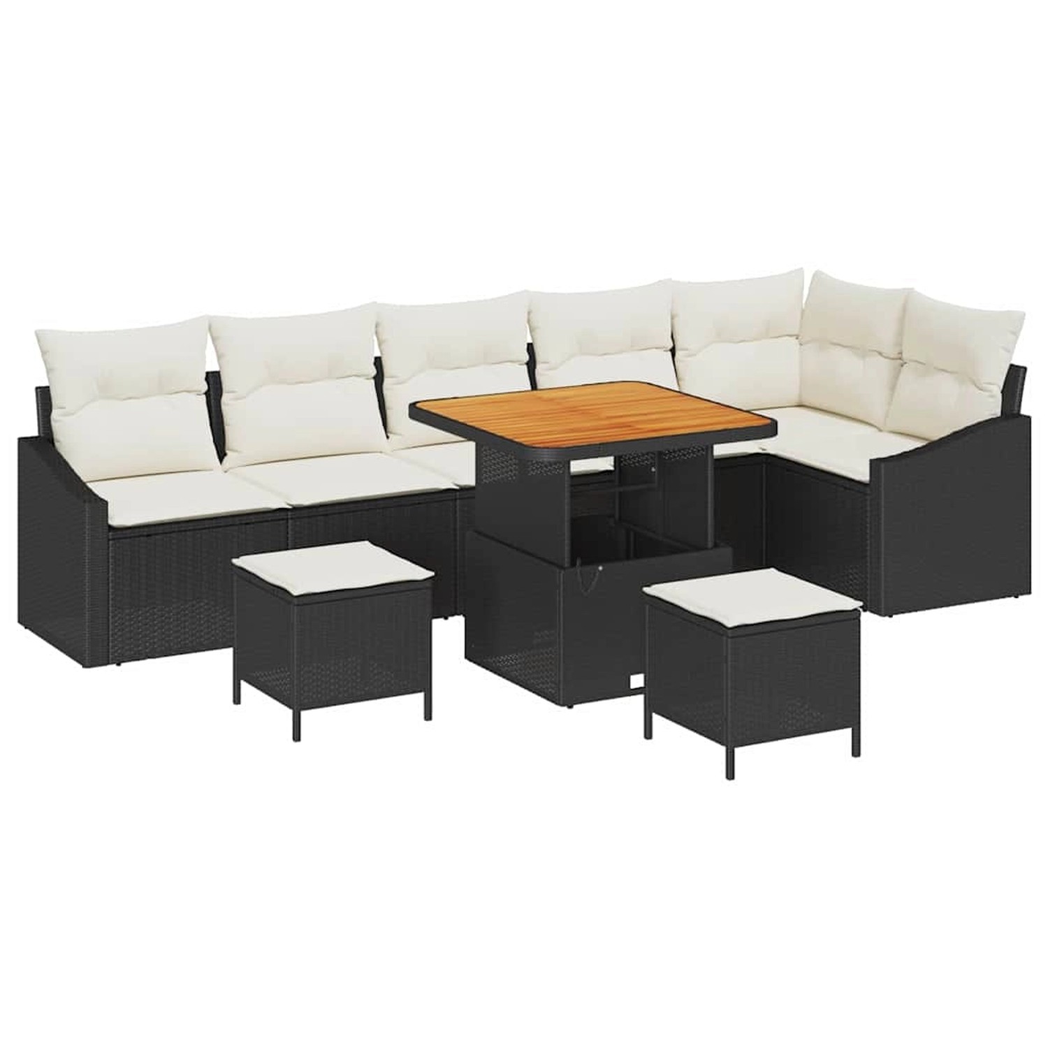 vidaXL Garten-Sofa-Set mit Kissen 9-Tlg Schwarz Poly Rattan 3362670 günstig online kaufen