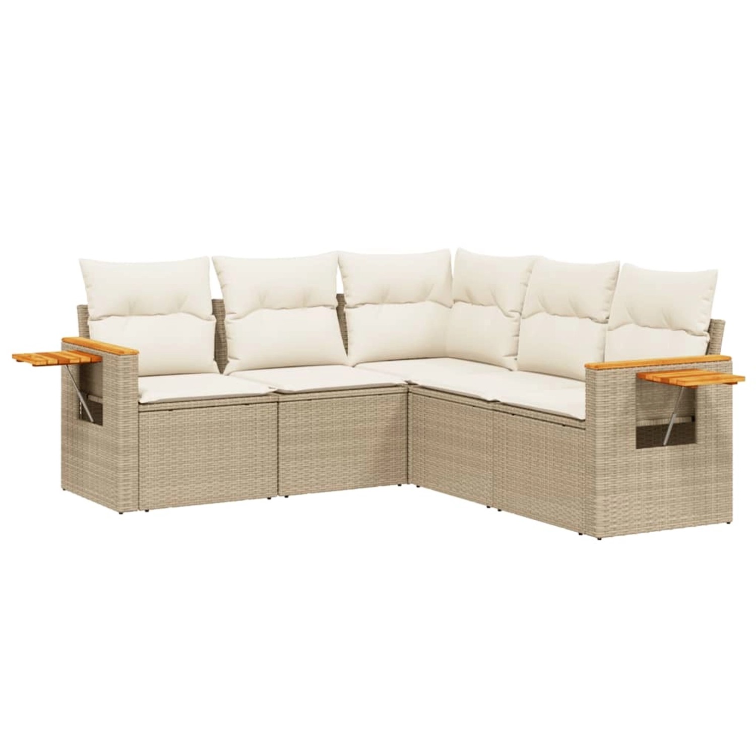 vidaXL 5-Tlg Garten-Sofagarnitur mit Kissen Beige Poly Rattan 3226800 günstig online kaufen