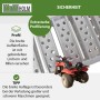 DREIBREIT Alu Auffahrrampe, 2-fach klappbar, mit Quad zur Demonstration der Tragkraft.