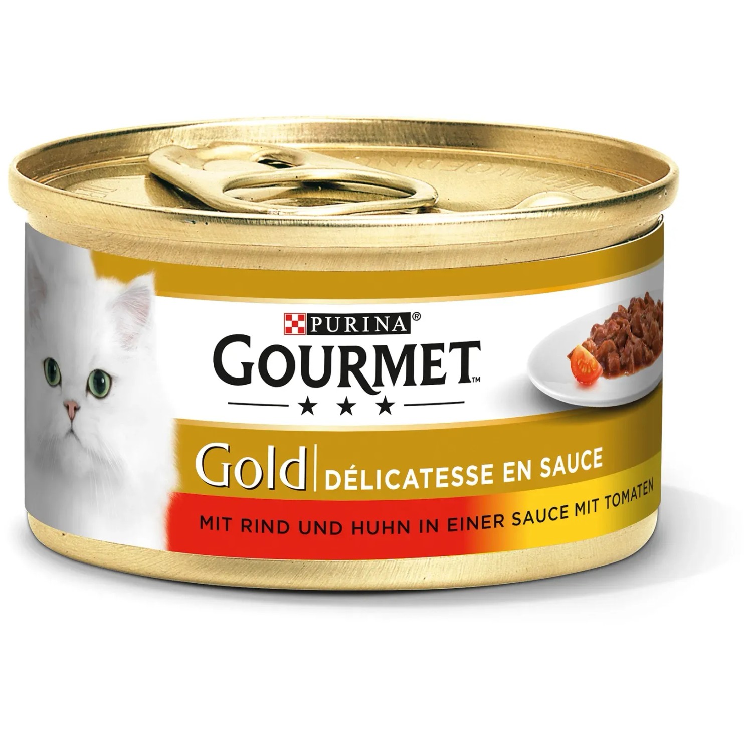 Gourmet Katzen-Nassfutter Gold Délicatesse en Sauce Rind/Huhn Tomatensauce 85 g