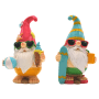 Dekohelden24 XL 2er Set Gartenzwerge als Urlauber Gartenzwerg Dekozwerge aus Keramik Größe L/B/H ca 11 x 8 x 17 cm