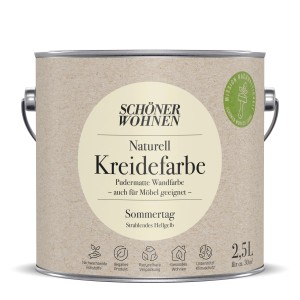 Schöner Wohnen Naturell Kreidefarbe Sommertag, 2,5 l Dose, pudermatte Wandfarbe in strahlendem Hellgelb.