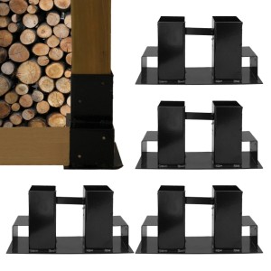 TRUTZHOLM Holzstapelhilfe, 4er Set, Stahl schwarz, für Kaminholzregal