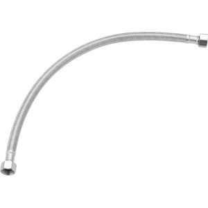 Flex-Verbindungsschlauch 3/8 x 3/8, 400 mm, silber, geflochten. Für Trinkwasser, Küchenarmaturen, Spülen.
