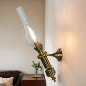 Licht-Erlebnisse Wandlampe Glas Messing Massiv E14 44 cm Hoch Jugendstil