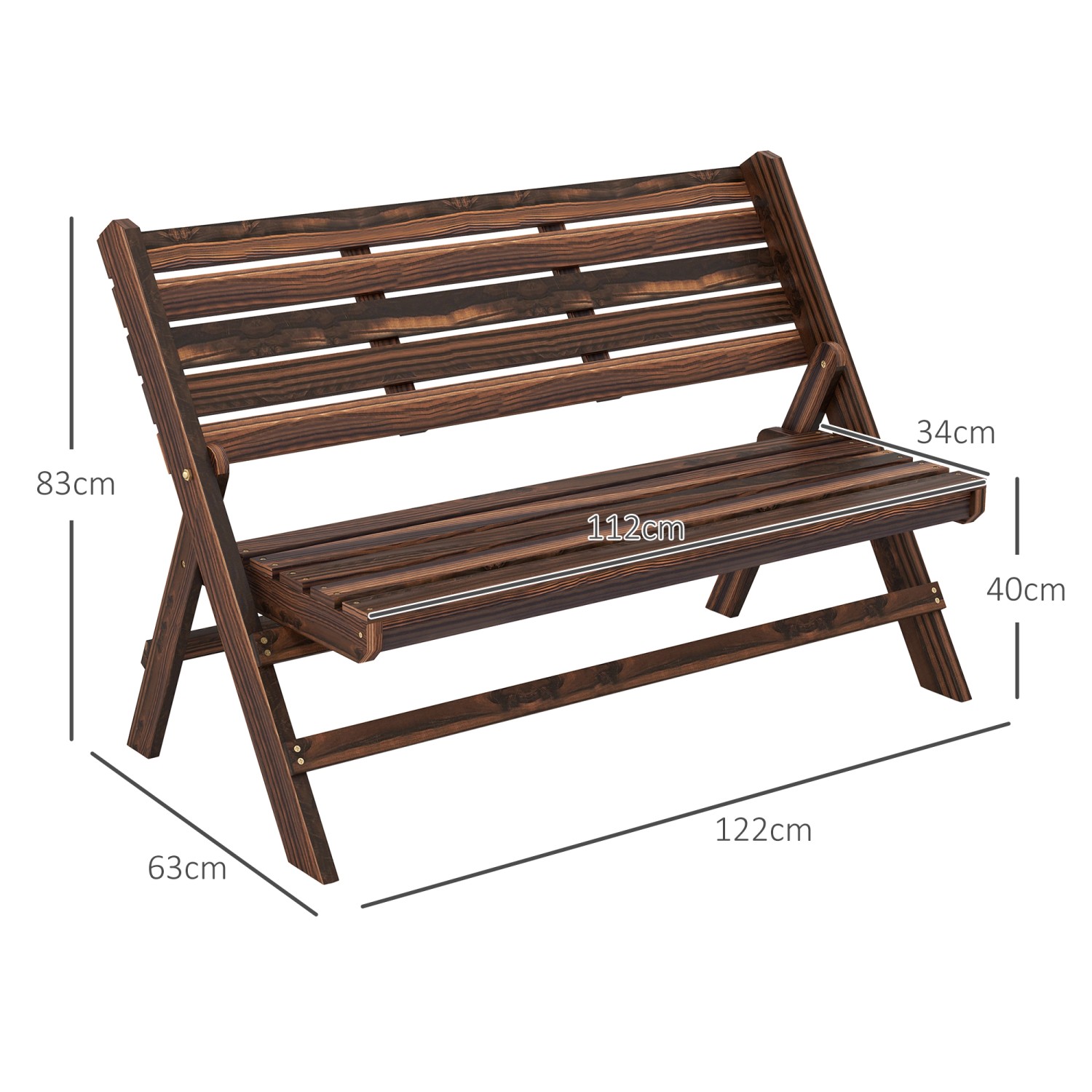 Outsunny Gartenbank mit LattenDesign und Breiter Rückenlehne kaufen