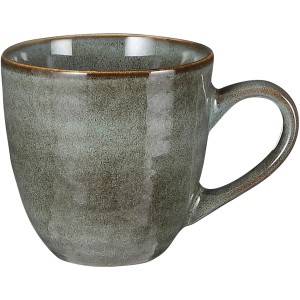 Grüne Keramik Tasse Tabo von Mica Decorations, Ø 9 cm, rustikale Optik.