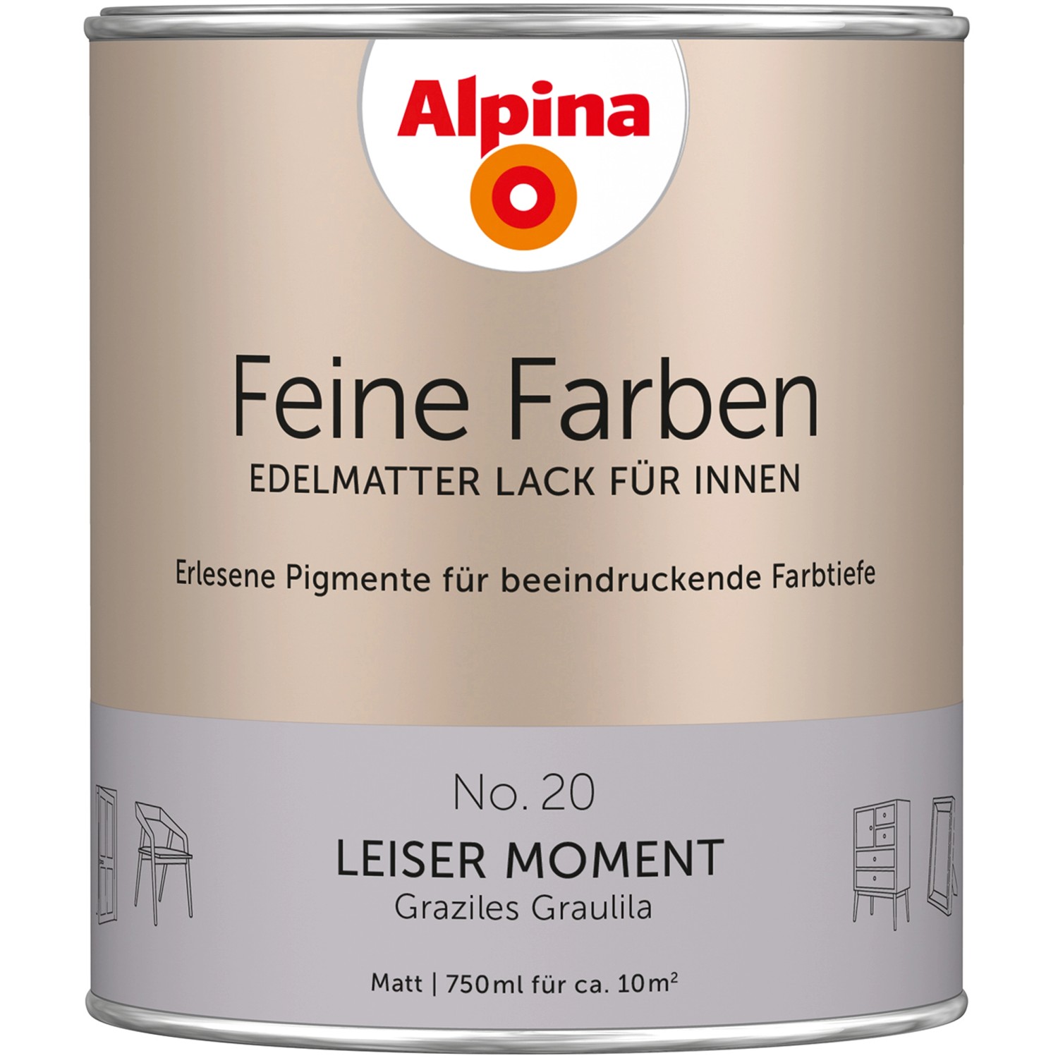 Alpina Feine Farben Lack No. 20  Leiser Moment® Grau-Lila edelmatt 750 ml