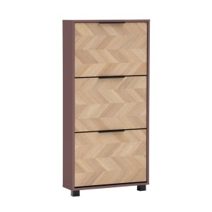 Schildmeyer Schuhkipper Piazza Mauve mit 3 Klappen in Fischgräten-Holzoptik und schwarzen Griffen.
