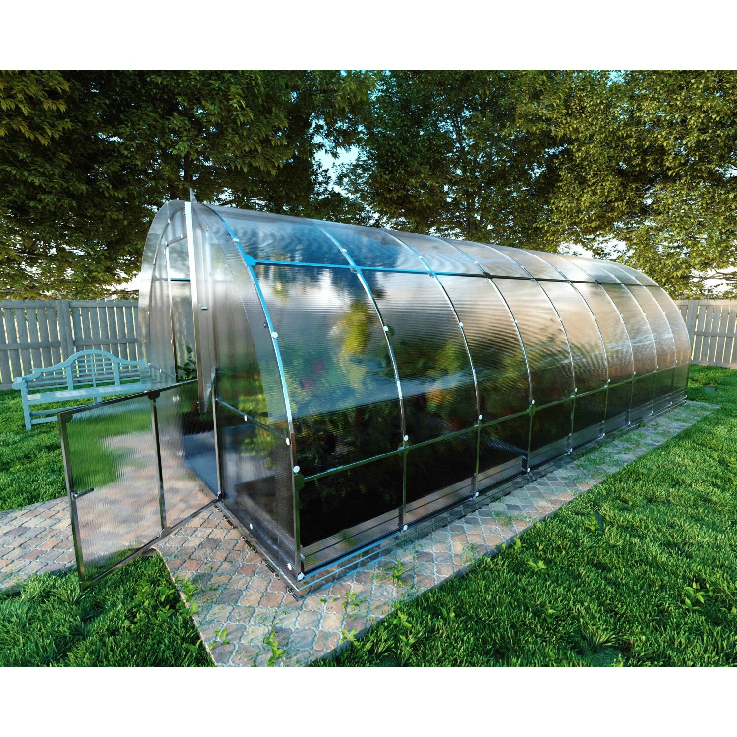 Klasika Greenhouses Gartenhaus KLASIKA TUBE PREMIUM 3 x 6 m Mit 6 mm  Polycarbonatabdeckung 18 m²