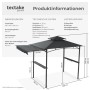 Anthrazitfarbener Tectake Grillpavillon Maracaibo mit klappbarer Markise und Doppeldach.