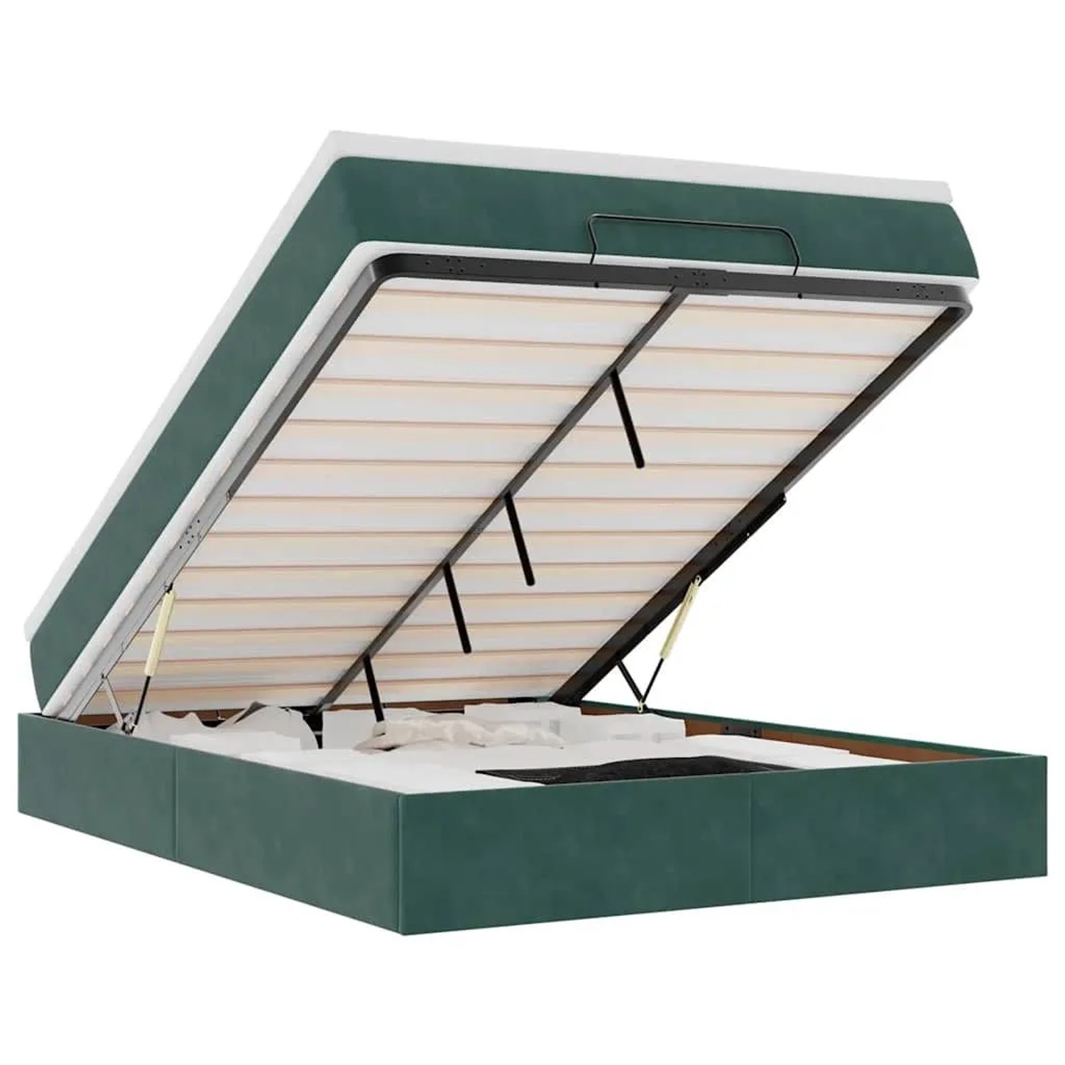 vidaXL Ottoman-Bett mit Matratze Dunkelgrün 140x190 cm Samt 3311186