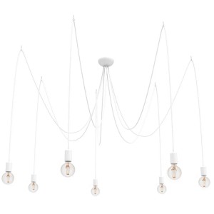 Licht-Erlebnisse Pendelleuchte Metall Weiß 300 cm Lang XXL 7x E27 Spider