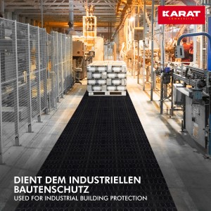 KARAT Gummiläufer mit Flachnoppen als rutschfeste Universal Gummimatte in Industriehalle.
