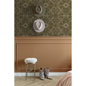 ESTAhome Tapete Orientalisches Kelim Patchwork Olivgrün 50 X 900 Cm 131359