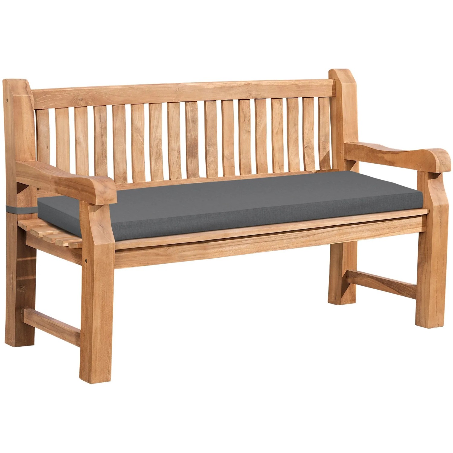 CLP Gartenbank Teakholz Daxon mit Sitzkissen dunkelgrau/150 cm