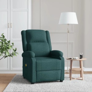 vidaXL Ohrensessel mit Massagefunktion Dunkelgrün Stoff 342432