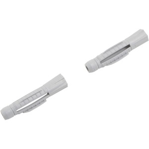 Zwei graue LUX Allzweckdübel, 14 mm x 70 mm, aus Kunststoff für Beton und Ziegel.