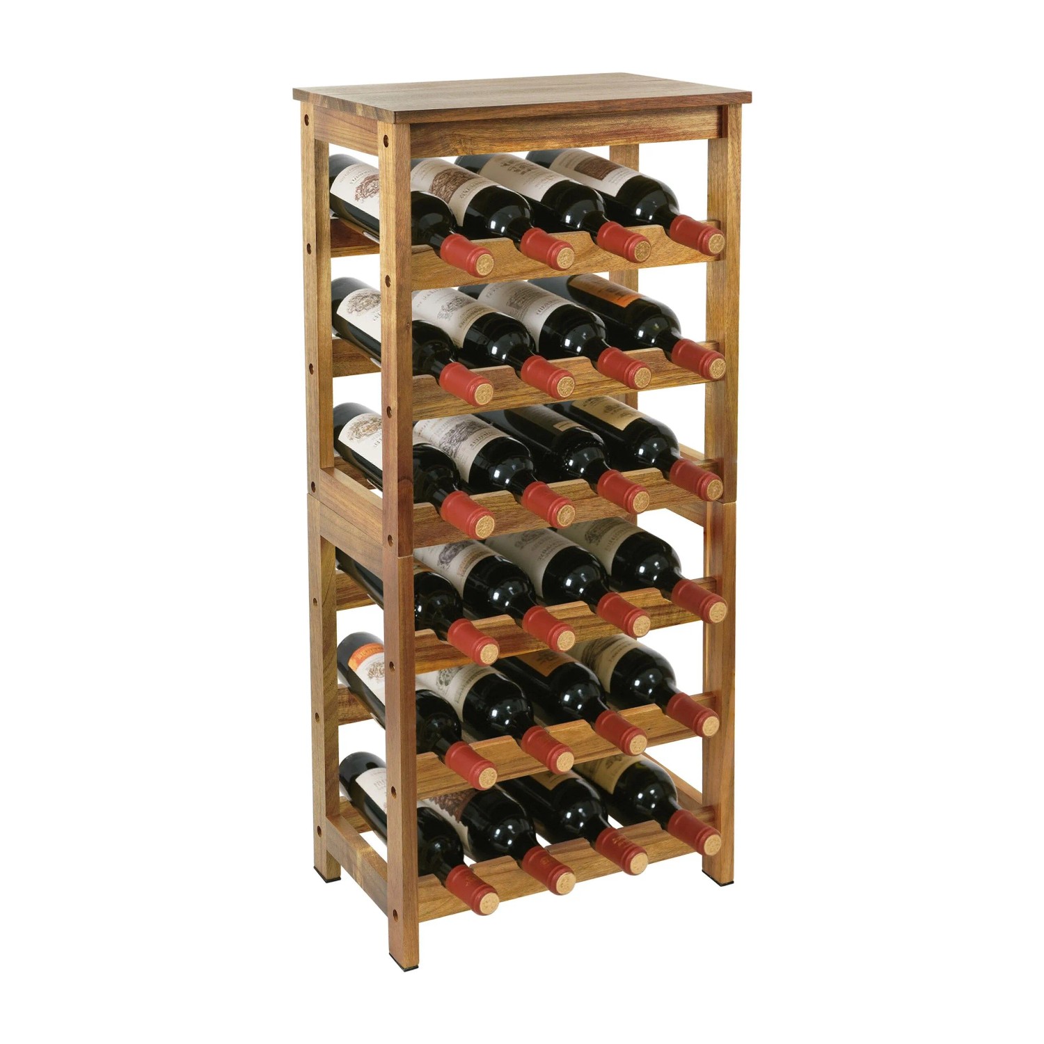 Relaxdays Weinregal Akazienholz Natur 24 Flaschen 82 cm x 36 cm x 24 cm