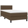 Dunkelbraunes vidaXL Boxspringbett 90x200 cm mit weißer Matratze und Kopfteil.