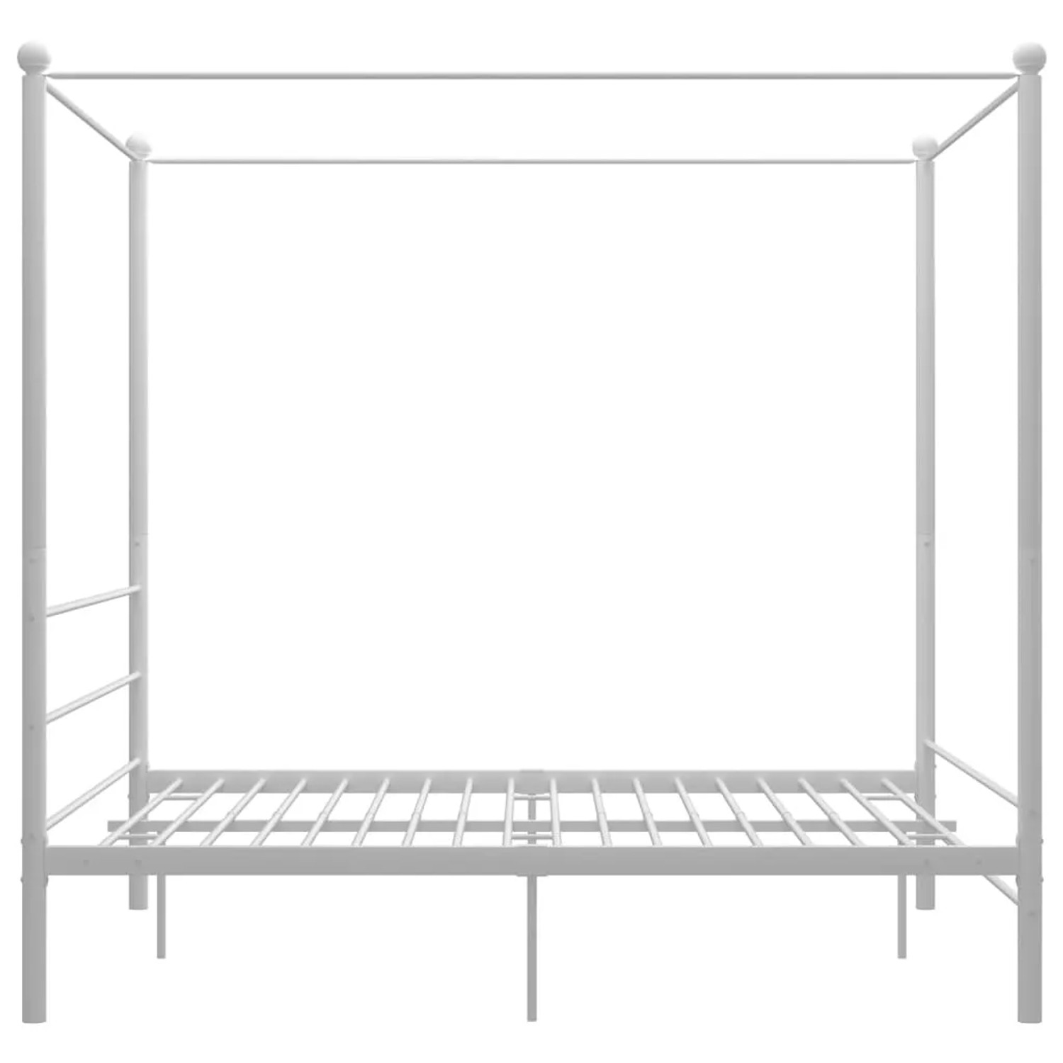 Weißes Metall Himmelbett 160x200 cm von vidaXL. Bettgestell mit Lattenrost für Schlafzimmer.