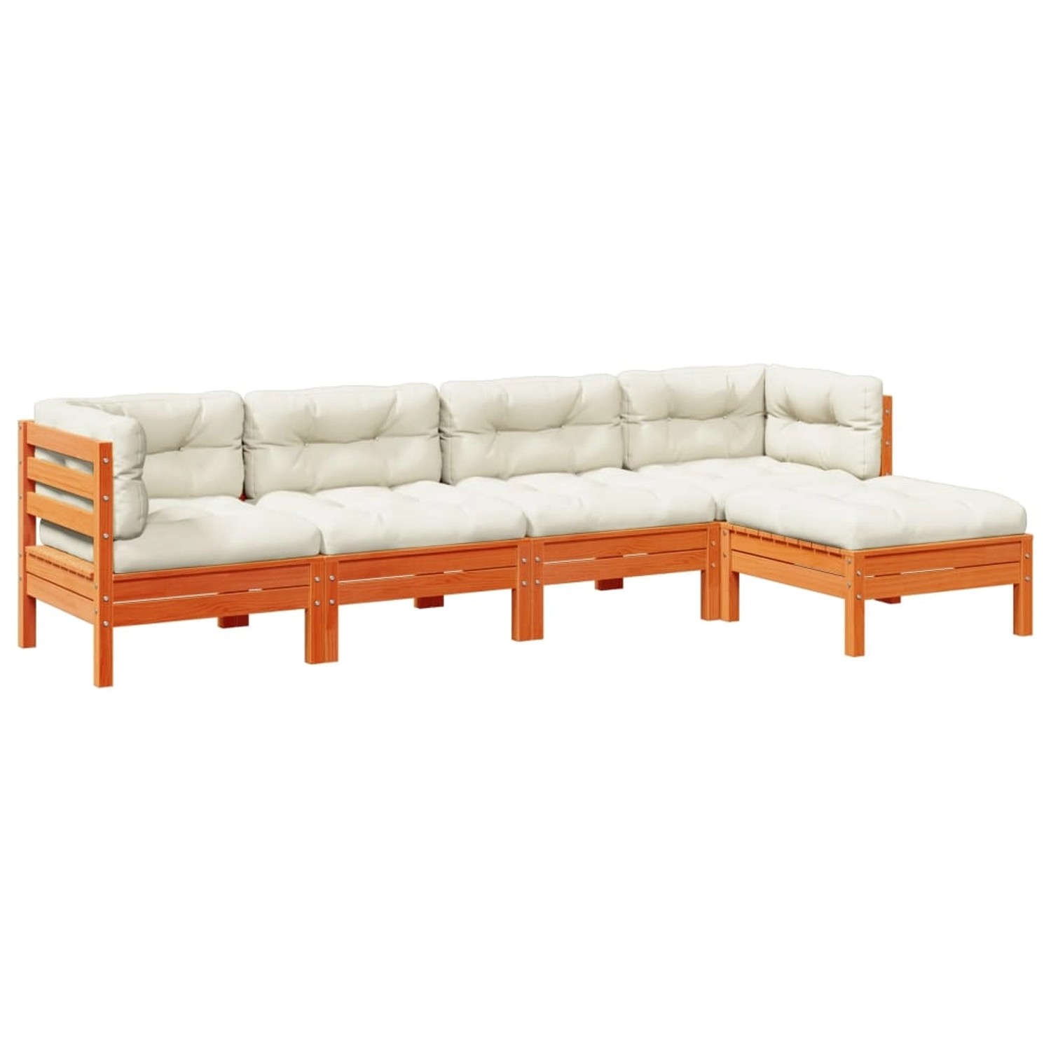 vidaXL 5-Tlg Garten-Sofagarnitur mit Kissen Wachsbraun Kiefernholz 3299393 günstig online kaufen