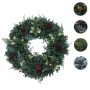 Künstlicher Weihnachtskranz Ø 60cm mit grünen Blättern, roten Beeren und Zapfen. Ideal als Türkranz oder Tischdeko.