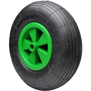 Luftbereiftes Rad RO 0352 von Wagner, 320 mm Durchmesser, grüne Kunststofffelge, Tragkraft 150 kg.