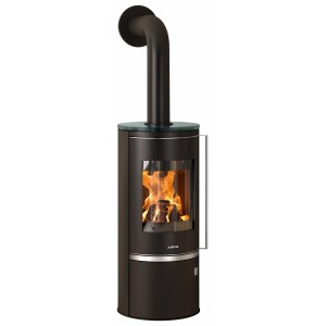 Justus Kaminofen Faro 2.0, Stahl schwarz, Glasabdeckung, 6 kW, Energieeffizienzklasse A+