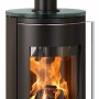 Justus Kaminofen Faro 2.0, Stahl schwarz, Glasabdeckung, 6 kW, Energieeffizienzklasse A+