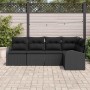 Schwarzes 5-teiliges Garten-Sofa-Set aus Poly Rattan mit Kissen von vidaXL.