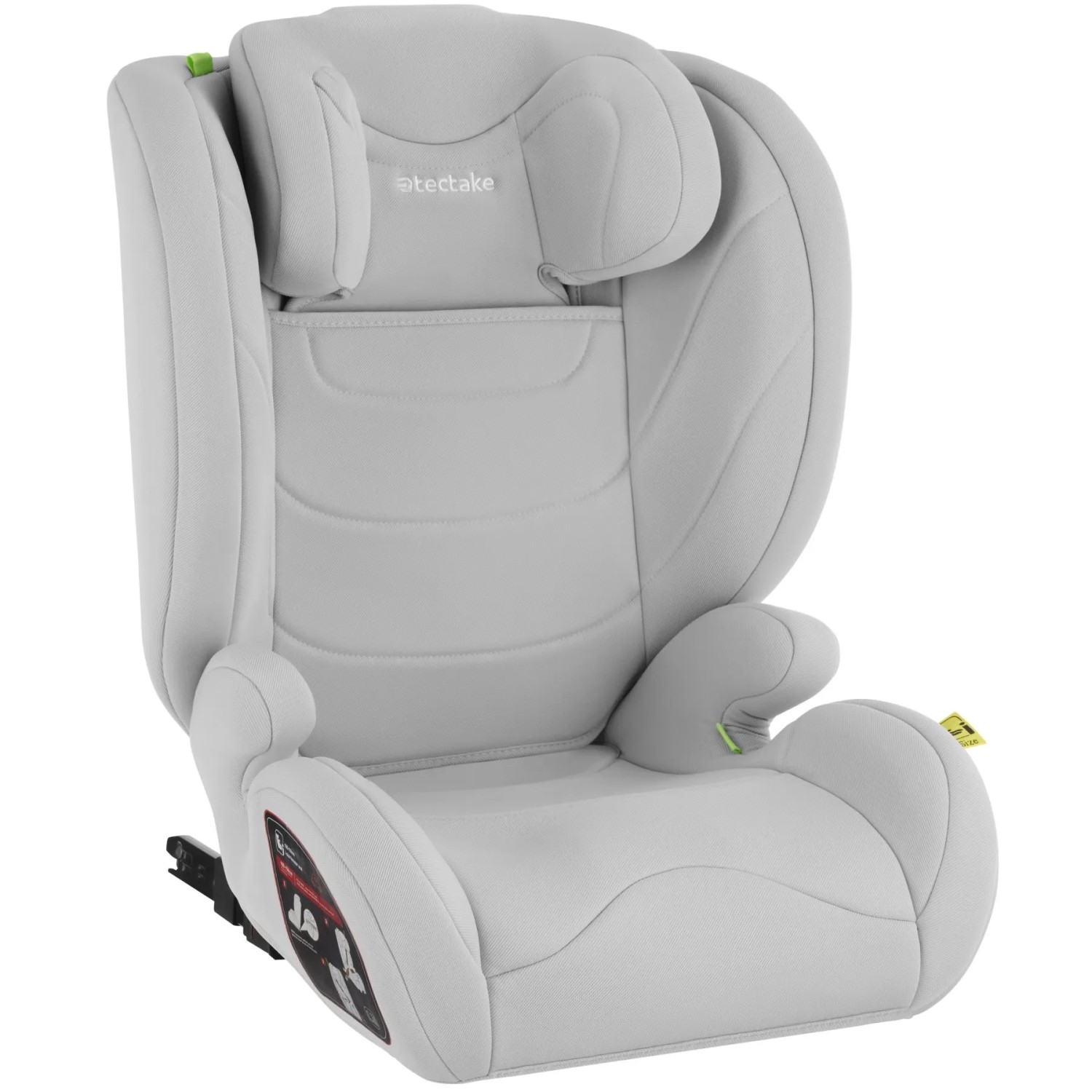 Tectake Autositz Levi I Size Zulassung  Isofix Installation  Mit Seitenaufprallschutz Höhenverstellbare Kopfstütze  45 x 48 x 81 cm Hellgrau