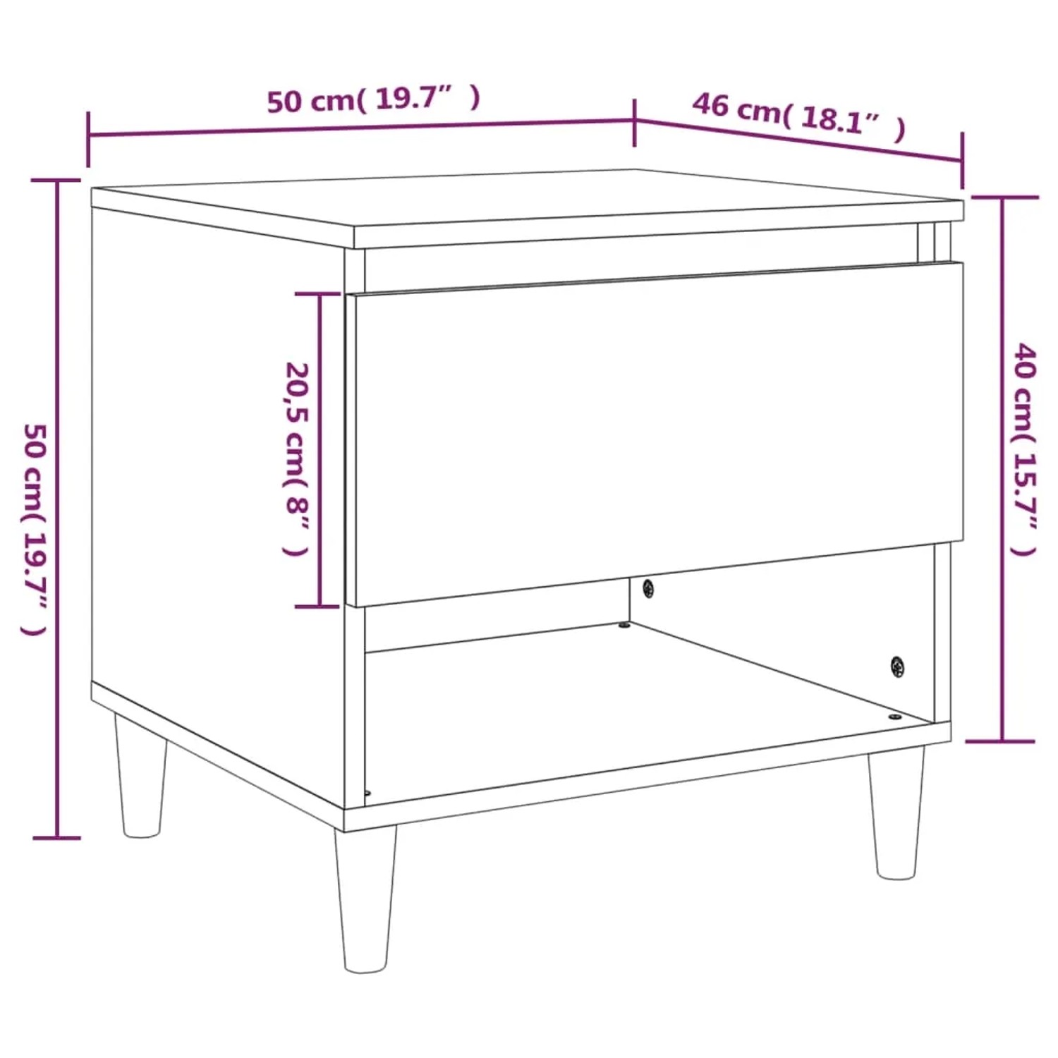 vidaXL Nachttisch Holz 50x46x50 cm kaufen bei OBI