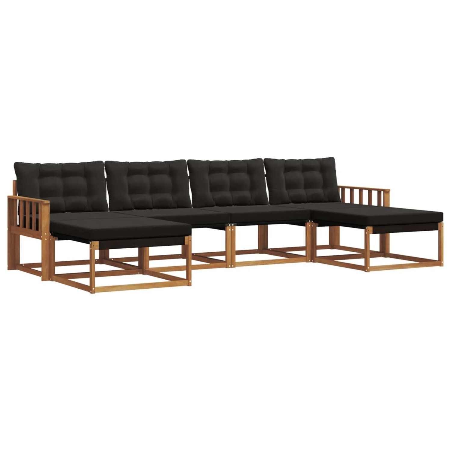 vidaXL Outdoor-Sofagarnitur mit Kissen 6-Tlg Natur und Schwarz 3369719
