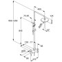Technische Zeichnung: Kludi LOGO Dual Shower System mit Wanneneinlauf, Chrom, Maße und Details.
