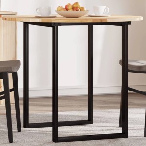 Runde Tischplatte aus hellem Akazien-Massivholz, Ø90 cm, auf schwarzem Metallgestell. Ideal für Wohnzimmertische.