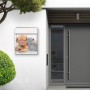 Silberner Design Briefkasten mit Hund und Katze Motiv, Zeitungsfach. Wandbriefkasten.