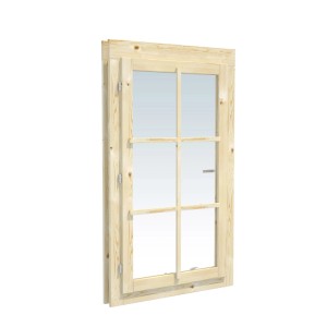 Palmako Gartenhaus Fenster aus unbehandeltem Fichtenholz, 70x121 cm, mit Doppelglas, für 44 mm Wandstärke.