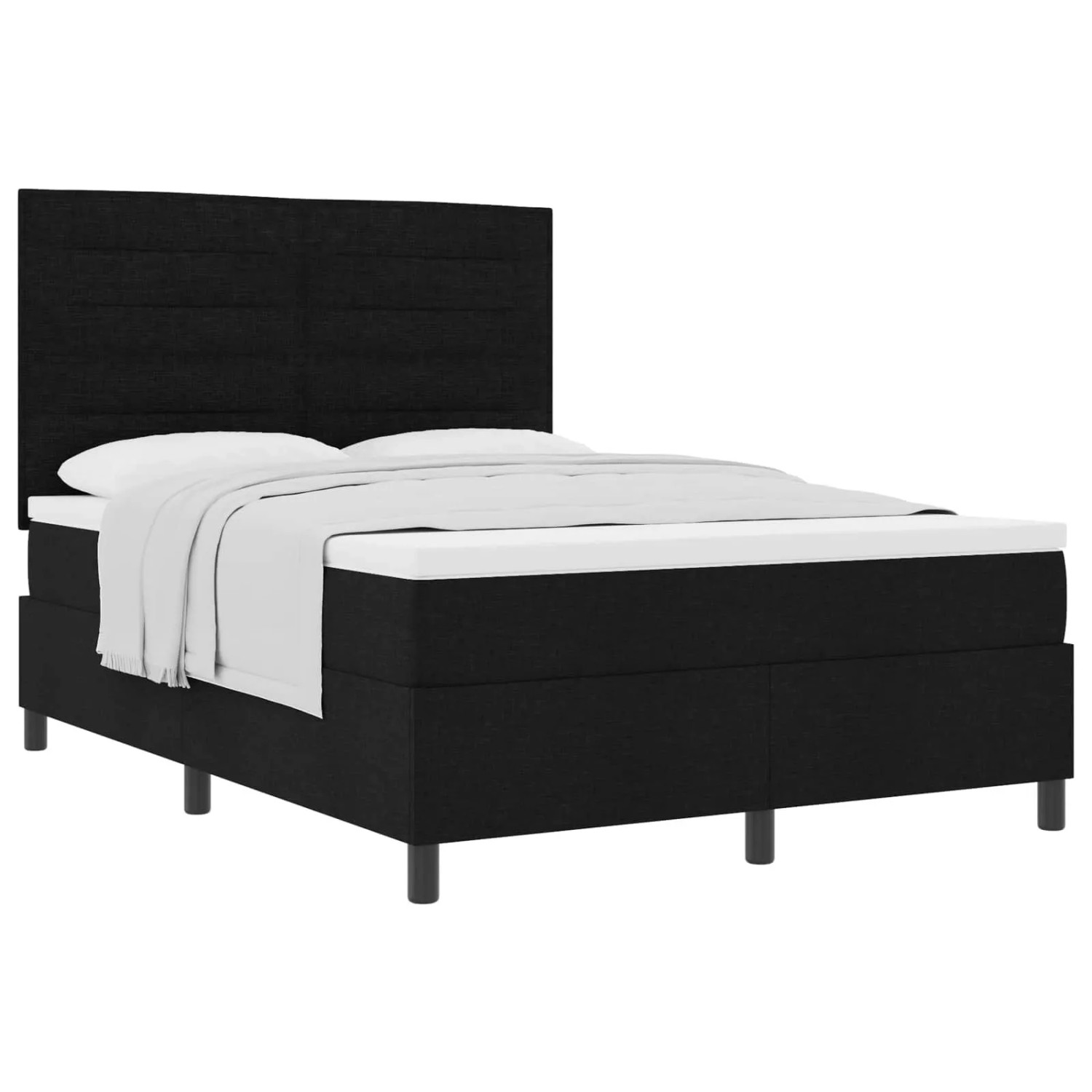 vidaXL Boxspringbett mit Matratze Schwarz 140 x 200 cm Stoff 3339317