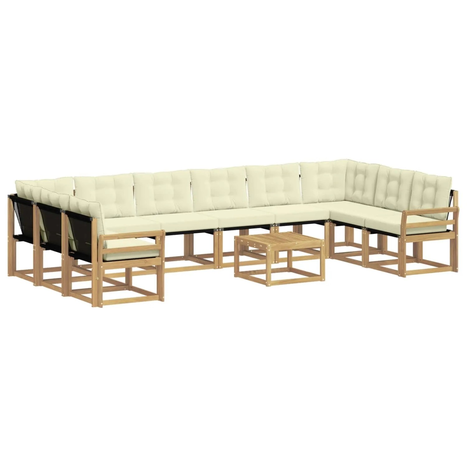 vidaXL Outdoor-Sofagarnitur mit Kissen 11 Stk Weiß und Creme 3389932