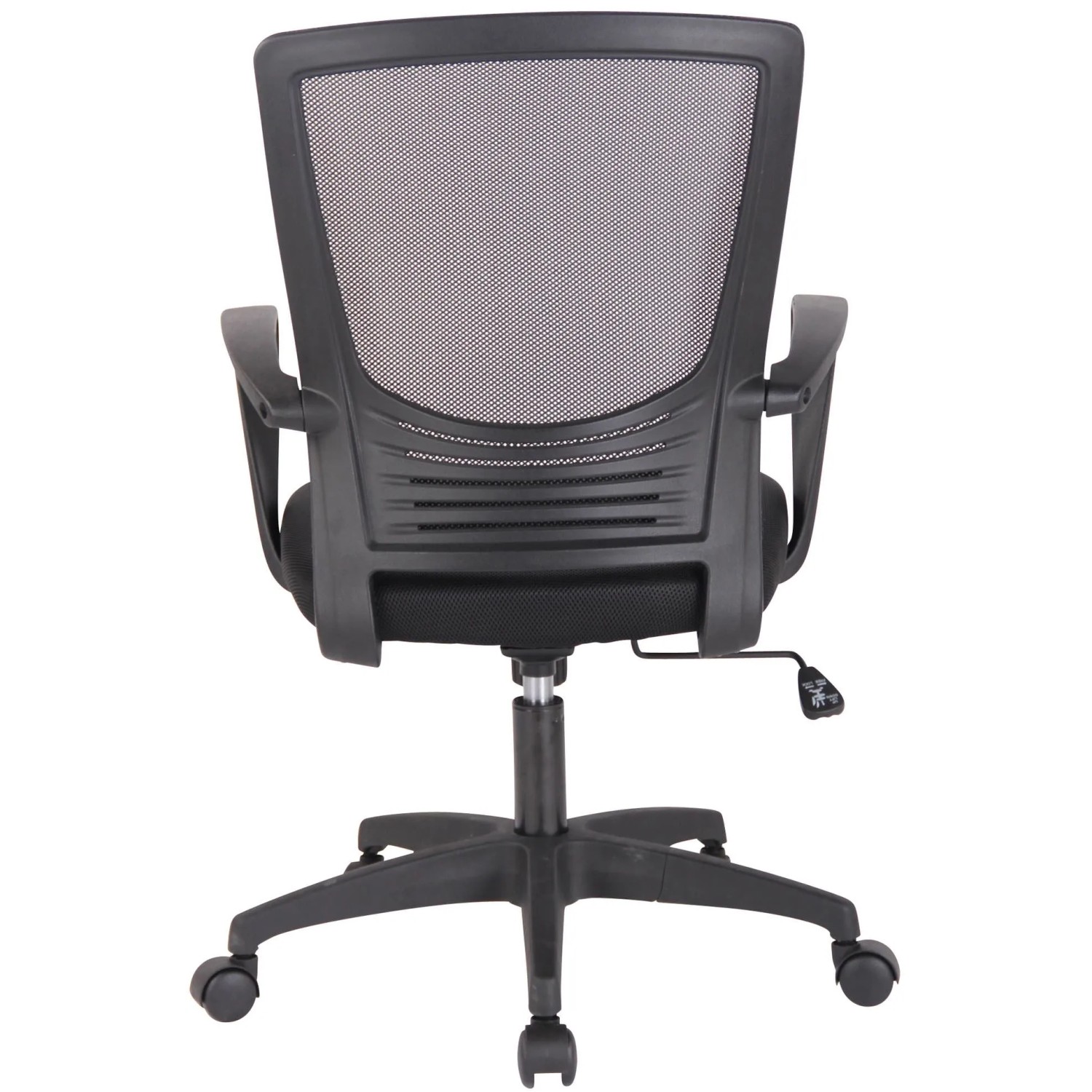 Schwarzer DELUKE Bürostuhl VAKO mit Netzrückenlehne, ergonomisch und höhenverstellbar.