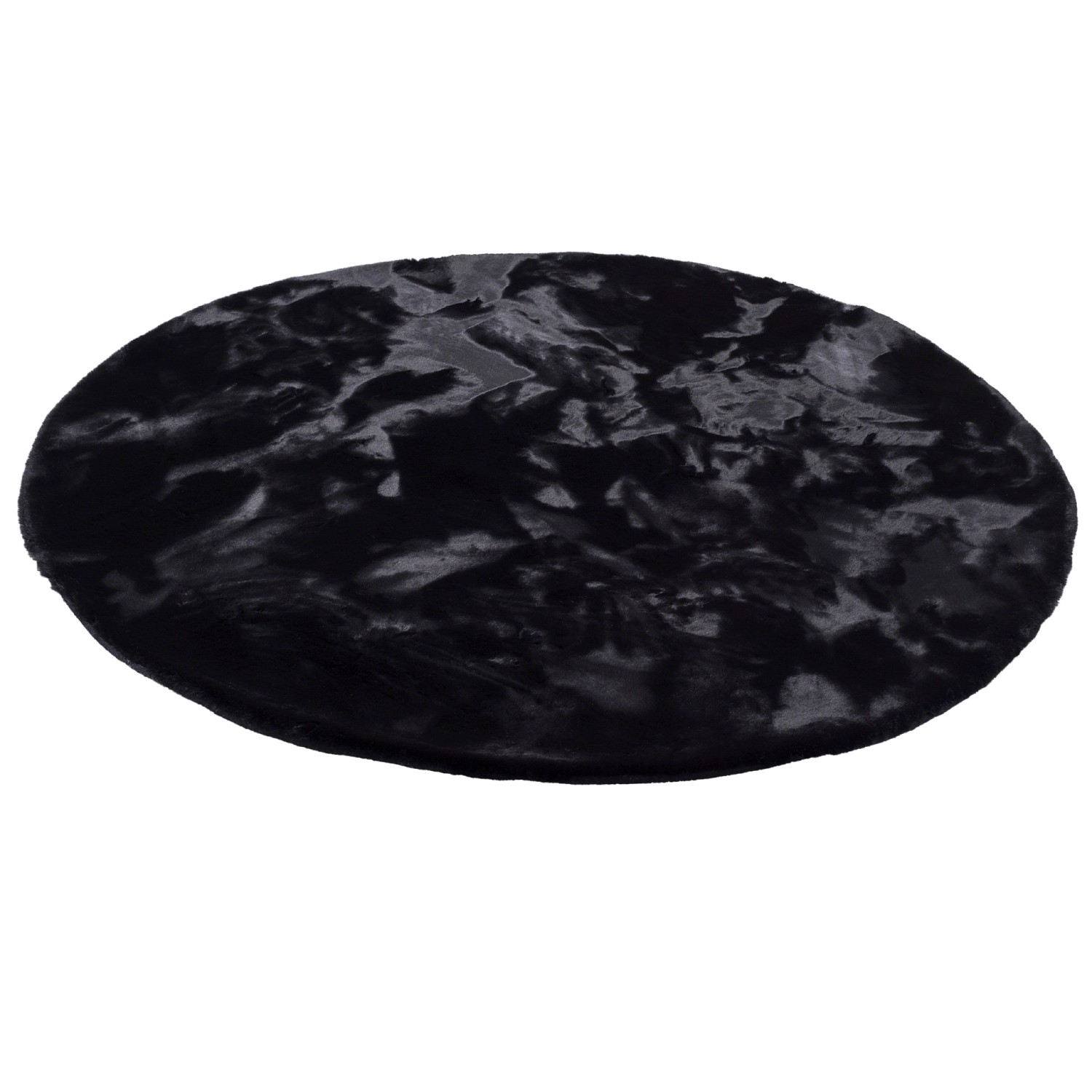 Pergamon Luxus Super Soft Fellteppich Plush Rund Schwarz 160x160cm günstig online kaufen