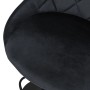 Detailaufnahme: Schwarzer ML-Design Barhocker aus Samt mit Rückenlehne und Fußstütze.