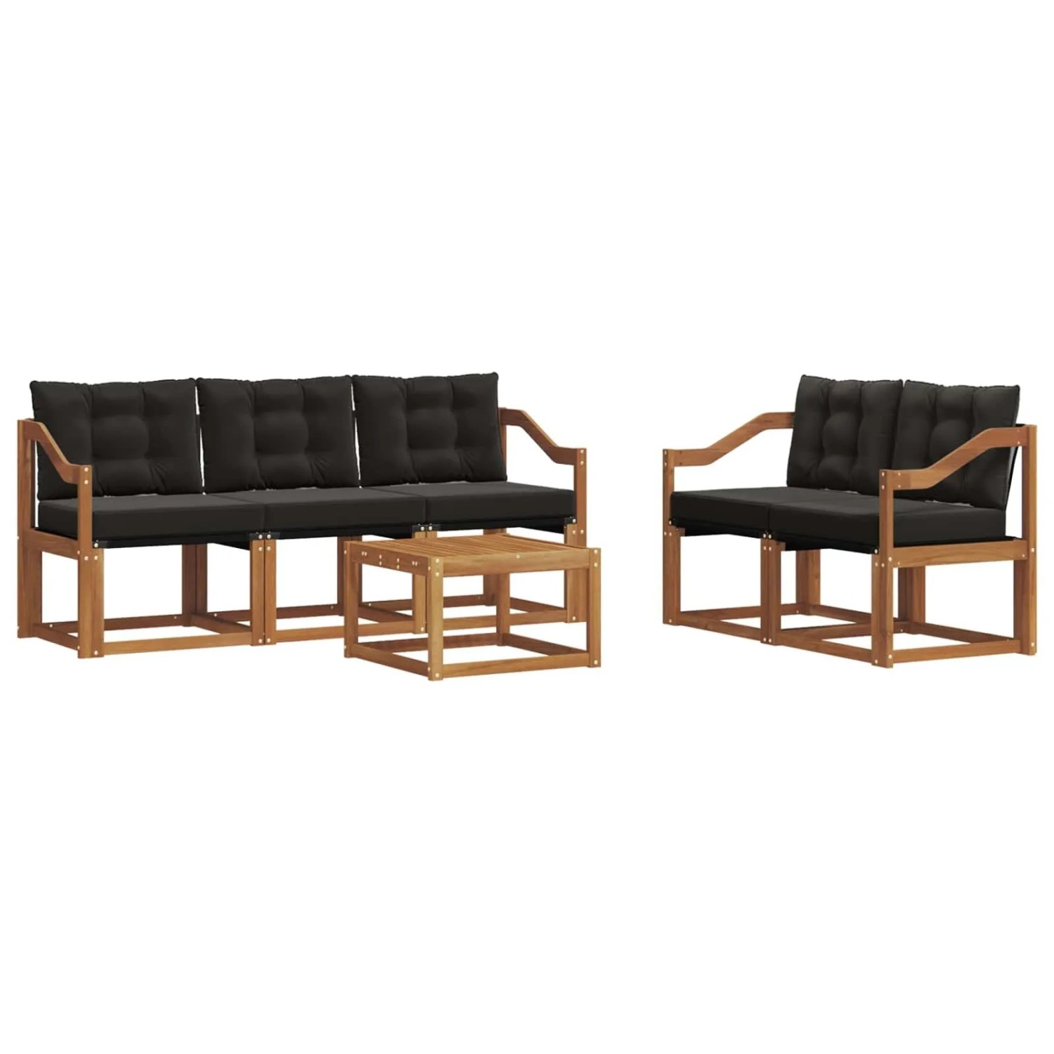 vidaXL Outdoor-Sofagarnitur mit Kissen 6-Tlg Natur und Schwarz 3368411