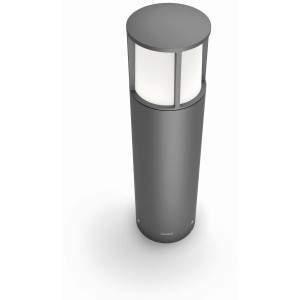 Philips myGarden LED-Sockelleuchte Stock, anthrazitfarbene Wegeleuchte aus Aluminium mit warmweißem Licht.
